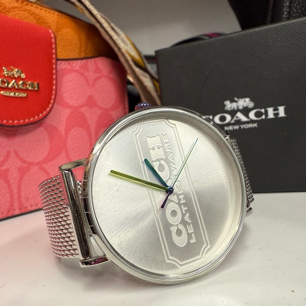 Coach Silver Watch with Mesh Band unisex